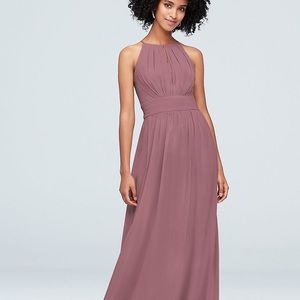 High-Neck Chiffon Bridesmaid Dress with Keyhole in Chiant